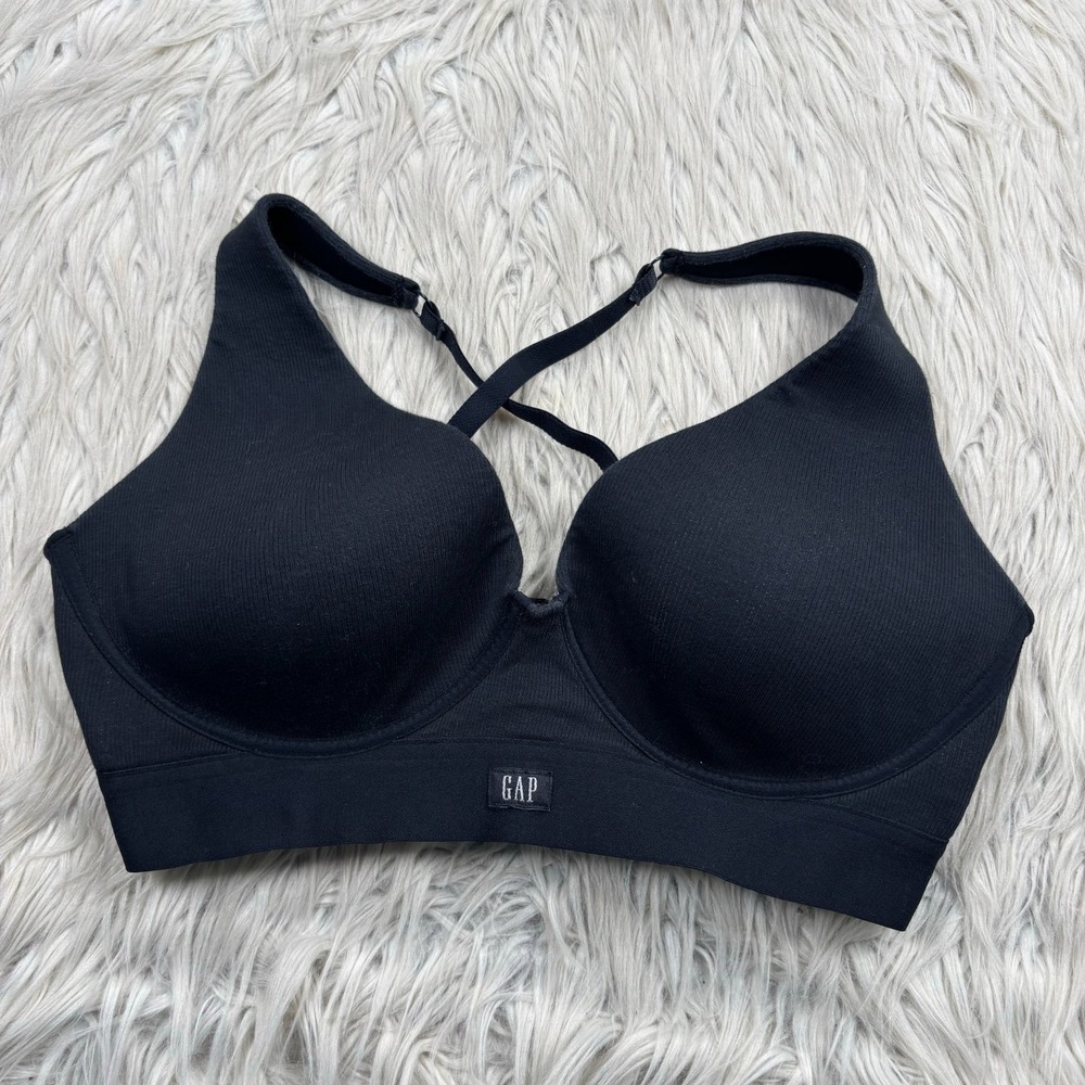 Gap‎ Women's L Black Ribbed Wireless Bra Bralette